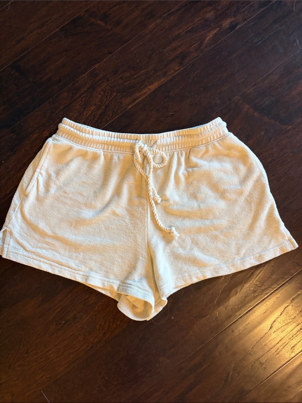 Casual Women's Cream Terry Cloth Drawstring Shorts